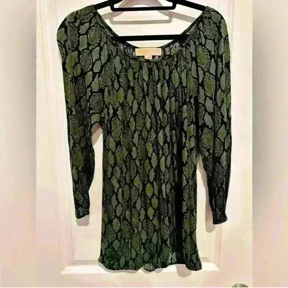 Michael Kors Snake Print Green Black Blouse size small - Picture 1 of 3